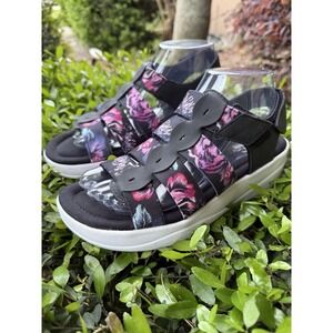 Ryka Aloha Women's Adjustable Multi-Strap Floral Pattern Wedge Sandals 8.5